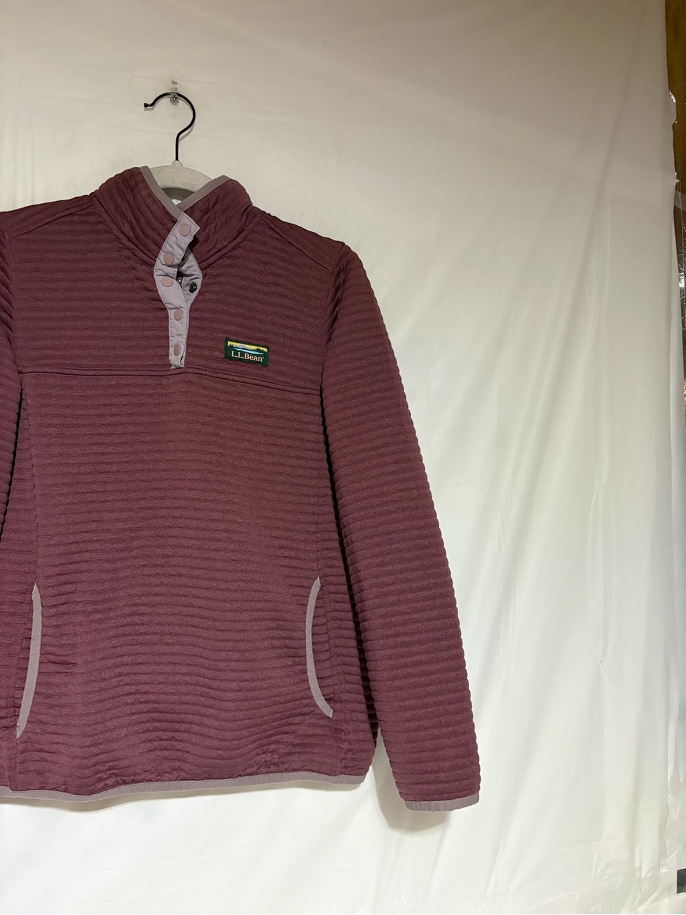 L.L. Bean Ribbed Snap-Placket Pullover in Mauve - Picture 2 of 8